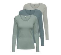 ONLY Damen Langarm-Shirt Onllive Love XS S M L XL Schwarz Weiss Rundhals