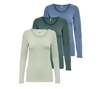 ONLY Damen Langarm-Shirt Onllive Love XS S M L XL Schwarz Weiss Rundhals