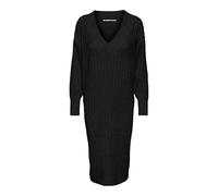 ONLY Damen Langarm Strickkleid Oversized | Loose Fit Midi Knit Dress | V-Neck Shirt Pullover Onlnew Tessa, Farben:Schwarz, Größe:XL
