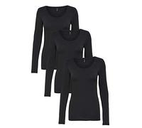 ONLY Damen Langarmshirt Basic, 3er Pack, Schwarz-Weiß, Longsleeve (DE/NL/SE/PL, Alphanumerisch, S, Regular, Regular, 3er Langarm Schwarz)