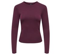 ONLY Damen Langarmshirt - ONLRILEY O-NECK TOP, Longsleeve, Rundhals, Cotton Stretch Dunkelrot XL