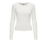 ONLY Damen Langarmshirt - ONLRILEY O-NECK TOP, Longsleeve, Rundhals, Cotton Stretch Ecru L