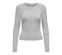 ONLY Slim Fit Langarmshirt aus Baumwoll-Mix Modell 'RILEY' in Hellgrau Melange, Größe M