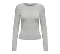 ONLY Damen Langarmshirt - ONLRILEY O-NECK TOP, Longsleeve, Rundhals, Cotton Stretch Grau S
