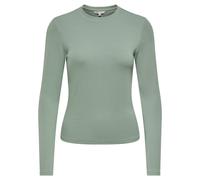 ONLY Damen Langarmshirt - ONLRILEY O-NECK TOP, Longsleeve, Rundhals, Cotton Stretch Hellgrün S