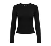 ONLY Damen Langarmshirt - ONLRILEY O-NECK TOP, Longsleeve, Rundhals, Cotton Stretch Schwarz M