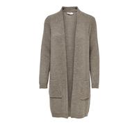 ONLY Damen Lange Strickjacke mit Taschen | Stretch Casual Langarm Gerippt | Open Cardigan Noos ONLJADE, Farben:Hellbraun, Größe:S