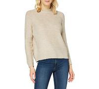 ONLY Damen Langer Strickpullover Rund Hals Struktur Sweater Lockerer Pullover Langarm Oberteil ONLJADE, Farben:Beige, Größe:L