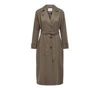 ONLY Damen Langer Trench Coat | Eleganter Basic Übergangs Mantel | Einreihig Longline mit Gürtel ONLLINE, Farben:Braun-3, Größe:M