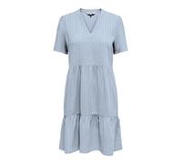 ONLY Damen Leinen-Kleid ONLTiri-Caro Kurzarmkleid mit Volants 15310970 Blissful Blue XS