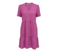 ONLY Damen Leinen-Kleid ONLTiri-Caro Kurzarmkleid mit Volants 15310970 Raspberry Rose M