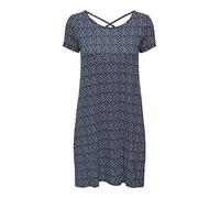 ONLY Damen Lockeres Shirtkleid Mini Basic Kurzarm Sommer Dress Rücken Ausschnitt Schnürung ONLBERA, Farben:Dunkelblau, Größe:S