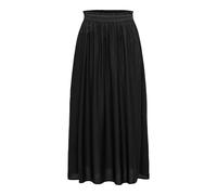 ONLY Damen Maxi Falten Rock | Einfarbiger Plissee Skirt mit Gummizug | Wadenlanges Basic ONLVENEDIG, Farben:Schwarz, Größe:L