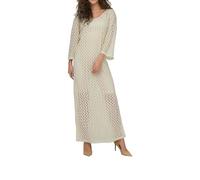 ONLY Damen Maxi-Häkelkleid 3/4-Arm ONLLion langes Sommer-Strickkleid transparent 15323312 Ecru M