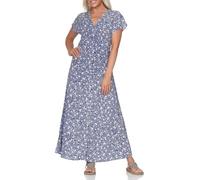 ONLY Damen Maxi Viskose Kleid mit Knopfleiste geblümt Onlnova Life Mollie Long 15317842 Skipper Blue 619 Lovely Floral XL