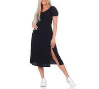 ONLY Damen Midi Kleid Onlnova Life Kai Long Sommerkleid mit Schlitz wadenlang15283528 Black XS