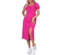 ONLY Damen Midi Kleid Onlnova Life Kai Long Sommerkleid mit Schlitz wadenlang15283528 Raspberry Rose L