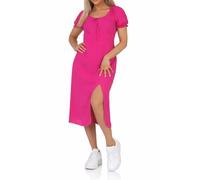 ONLY Damen Midi Kleid Onlnova Life Kai Long Sommerkleid mit Schlitz wadenlang15283528 Raspberry Rose S