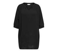 ONLY Damen Midi-Kleid V-Ausschnitt 3/4 Arm Regular fit Curvy Plus Size Dress, Farben:Schwarz, Größe:46