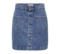ONLY Damen Mini Jeans Rock ONLAmazing kurzer Damenrock sichtbare Knopfleiste 15349035 Medium Blue Denim XL