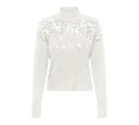 ONLY Damen ONLALBA LS Sequins HIGH Neck KNT Pullover, Cloud Dancer/Detail:Sequins, L