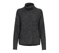 Rollkragenpullover ONLY "ONLARIZONA LS SEQUINS ROLLNECK PULL KNT", Damen, Gr. S, schwarz detail:silber sequins, Strick, Obermaterial: 58% Polyacryl, 23% Nylon, 12% Polyester, 5% metallisierte Fasern, 