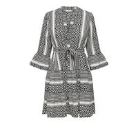 ONLY Damen Onlathena Life 3/4 Short Dress WVN Noos Stylisches Kleid Mit V-Ausschnitt Und Gürtelverschluss Für Den Alltag, Black, L