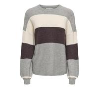 ONLY Damen Onlatia L/S Stripe Pullover KNT Noos Sweater, Medium Grey Melange,M