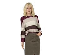 ONLY Damen Onlatia L/S Stripe Pullover KNT Noos Sweater, Zinfandel,S