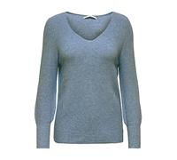 ONLY Damen ONLATIA L/S V-Neck Cuff KNT, China Blue/Melange, XS