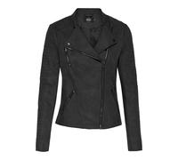Lederimitatjacke ONLY "ONLAVA FAUX LEATHER BIKER OTW NOOS", Damen, Gr. 40, schwarz, Web, Obermaterial: 100% Viskose. Beschichtung: 100% Polyurethan. Futter: 100% Polyester, beschichtet, figurbetont ku