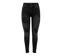 Ankle-Jeans ONLY "ONLBLUSH MID SK RW AK DT DNM TAI099 NOOS" Gr. S (36), Länge 32, schwarz (washed black) Damen Jeans Röhrenjeans mit Destroyed Effekt (45352516-S)