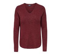 V-Ausschnitt-Pullover ONLY "ONLCAMILLA V-NECK L/S PULLOVER KNT NOOS", Damen, Gr. L, oxblood rot detail:melange, Strick, Obermaterial: 74% Polyacryl, 24% Polyester, 2% Elasthan, meliert, regular fit no