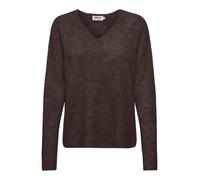 ONLY Damen Strickpullover - ONLCAMILLA V-NECK PULLOVER, V-Ausschnitt, einfarbig Dunkelbraun / XL XL Braun