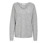 Only Strickpullover ONLCAMILLA V-NECK, V-Ausschnitt, Langarm, Gr. M, grau