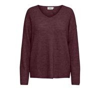V-Ausschnitt-Pullover ONLY "ONLCAMILLA V-NECK L/S PULLOVER KNT NOOS", Damen, Gr. S, rot (port royale detail:melange), Strick, Obermaterial: 74% Polyacryl, 24% Polyester, 2% Elasthan, meliert, regular 