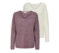 ONLY Damen ONLCAMILLA V-Neck Strickpullover 2-Pack, Rose Brown Melange/Birch Melange, XXXL