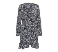 ONLY Damen Onlcarly L/S Wrap Short Dress Noos WVN Kleid, Night Sky/White Flowers, S EU