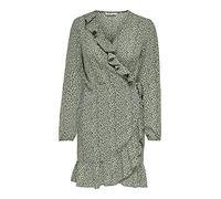 ONLY Damen Onlcarly L/S Wrap Short Dress Noos WVN Kleid, Seagrass/Multi Dot, S EU