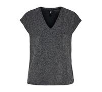ONLY Damen Onlcarol S/S V-Neck Glitter Top Box JRS, Black, Medium | Normal geschnitten fit, Kurzarm, Lang, Casual, Bei max. 30 grad im schongang waschen