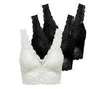 ONLY Damen ONLCHLOE 3-Pack LACE Bra Bügelloser Spitzen BH, 3er Pack Bra (2x Black, 1x White) ,S