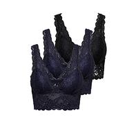 ONLY Damen ONLCHLOE 3-Pack LACE Bra Bügelloser Spitzen BH, 3er Pack Bra (2x Peacoat, 1x Black) ,S
