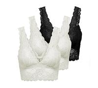 ONLY Damen ONLCHLOE 3-Pack LACE Bra Bügelloser Spitzen BH, 3er Pack Bra (2x White, 1x Black) ,M