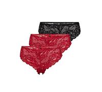 ONLY Damen ONLCHLOE 3-Pack LACE Bra Bügelloser Spitzen BH, 3er Pack Brazil (2x High Risk Red, 1x Black) ,M