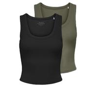ONLY Damen Onleasy S/L Tank Top JRS 2 Pack, Black, X-Small (2er Pack)