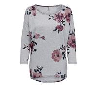 ONLY Damen Onlelcos 4/5 Aop Top Jrs Noos Langarmshirt, Light Grey Melange/Sanne Flower, XS