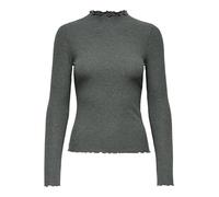 ONLY Damen Onlemma L/S Noos JRS Comfort Fit High Neck Top Mit Femininen Rüschen, Castor Gray, XS