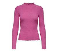 ONLY Damen Onlemma L/S Noos JRS Comfort Fit High Neck Top Mit Femininen Rüschen, Pink Yarrow, 3XL