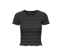 ONLY Damen Onlemma Stripe S/S JRS Cropped Top Mit O-Ausschnitt Und Kurzen Ärmeln, Black, X-Small