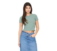 ONLY Damen Onlemma Stripe S/S JRS Cropped Top Mit O-Ausschnitt Und Kurzen Ärmeln, Jadeite, X-Small
